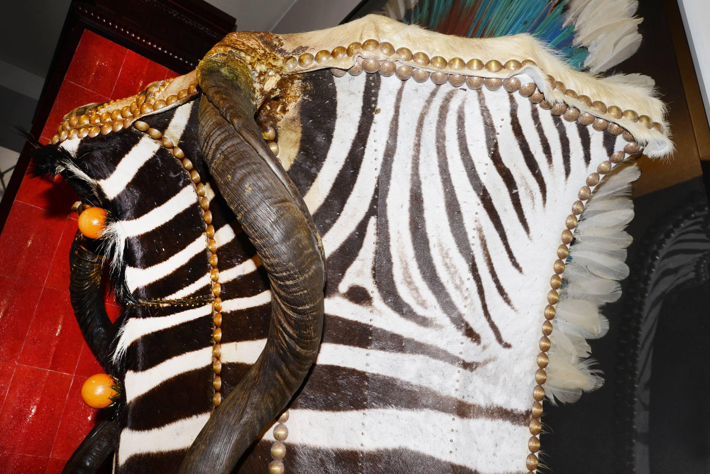 Zebra Head Chest of Drawers with Zebra Skin For Sale 1
