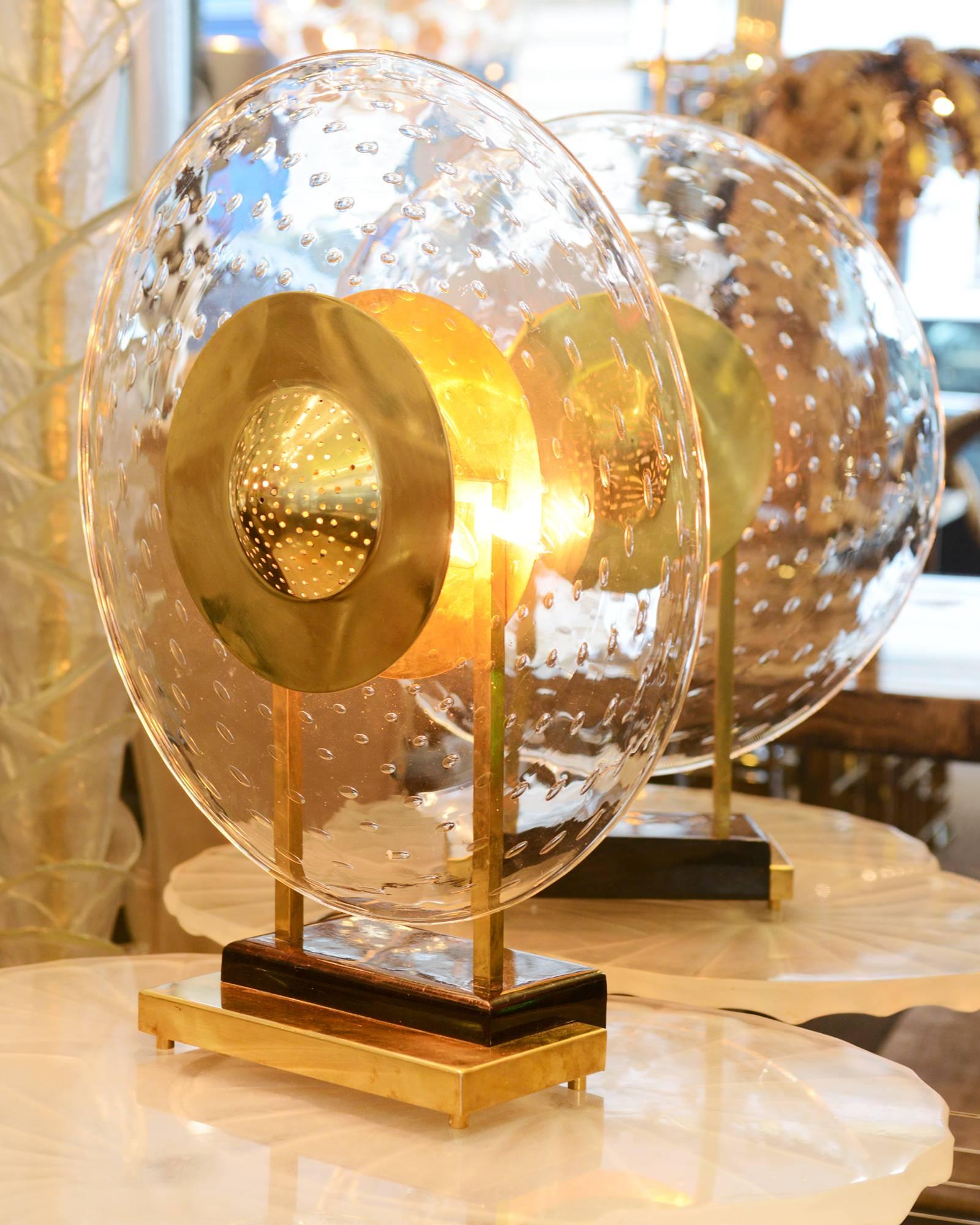 Art Deco Discus Table Lamp in Murano Glass