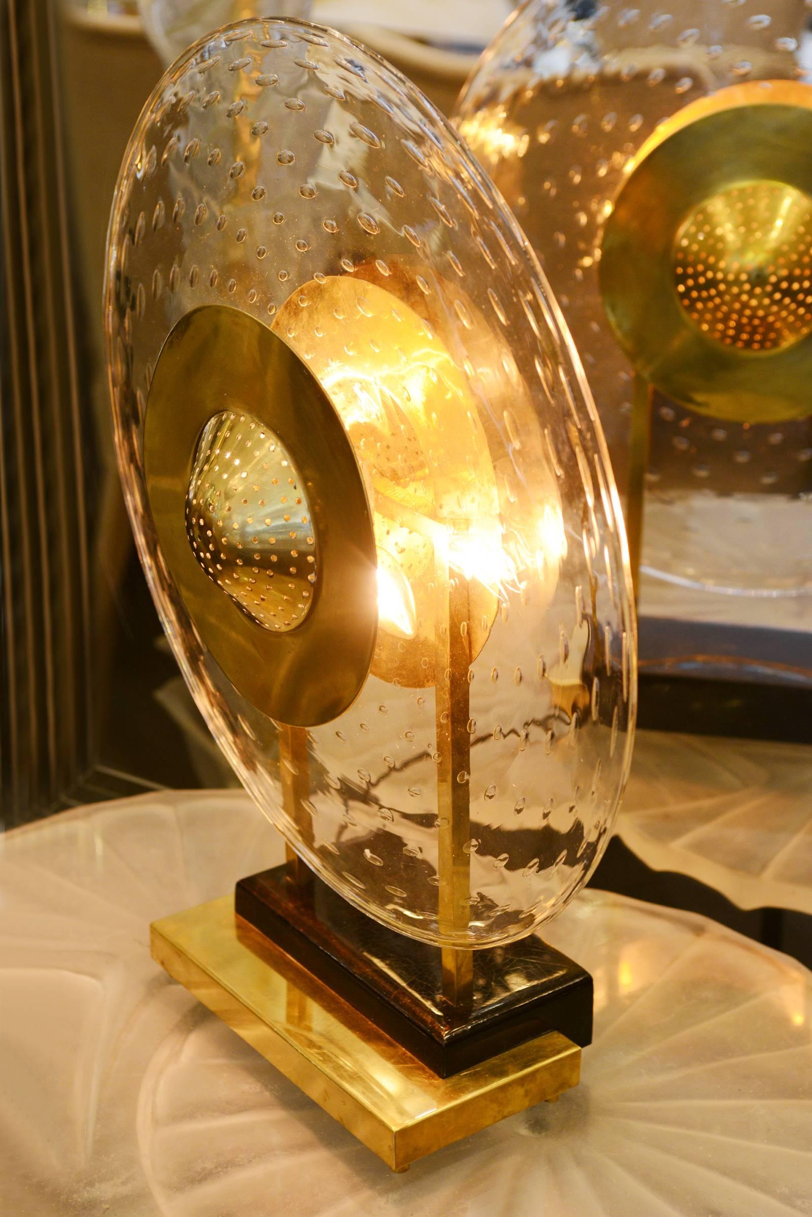 Hand-Crafted Discus Table Lamp in Murano Glass