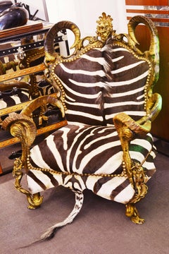 Zebra Armchair with Zebra Head Back