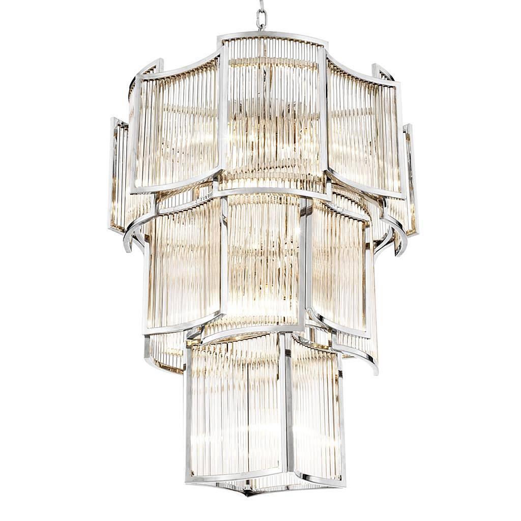 Glass Radiance Chandelier in Gold or Nickel Finish