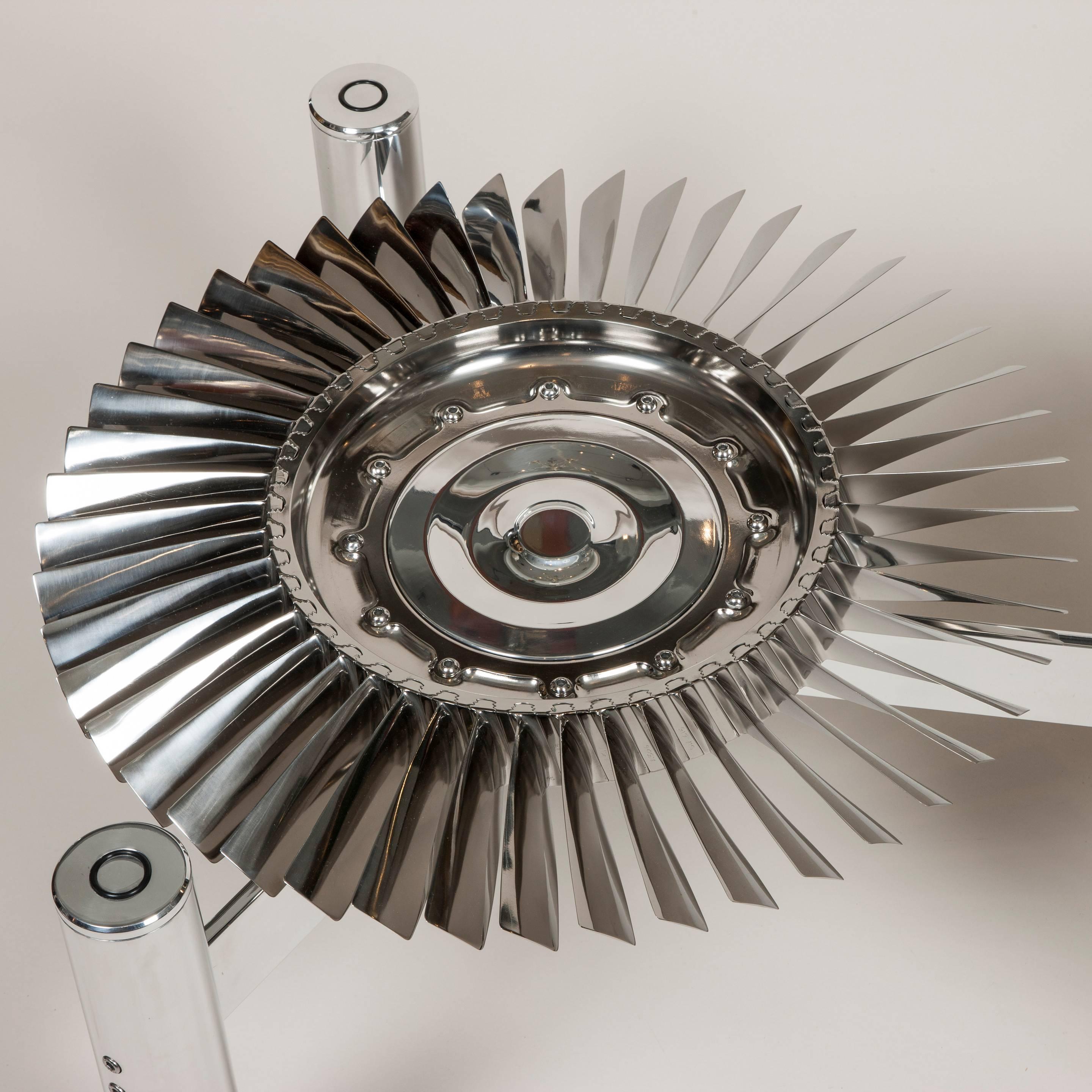 English Double Turbine Rolls-Royce Coffee Table from Pegasus Fighter Engine