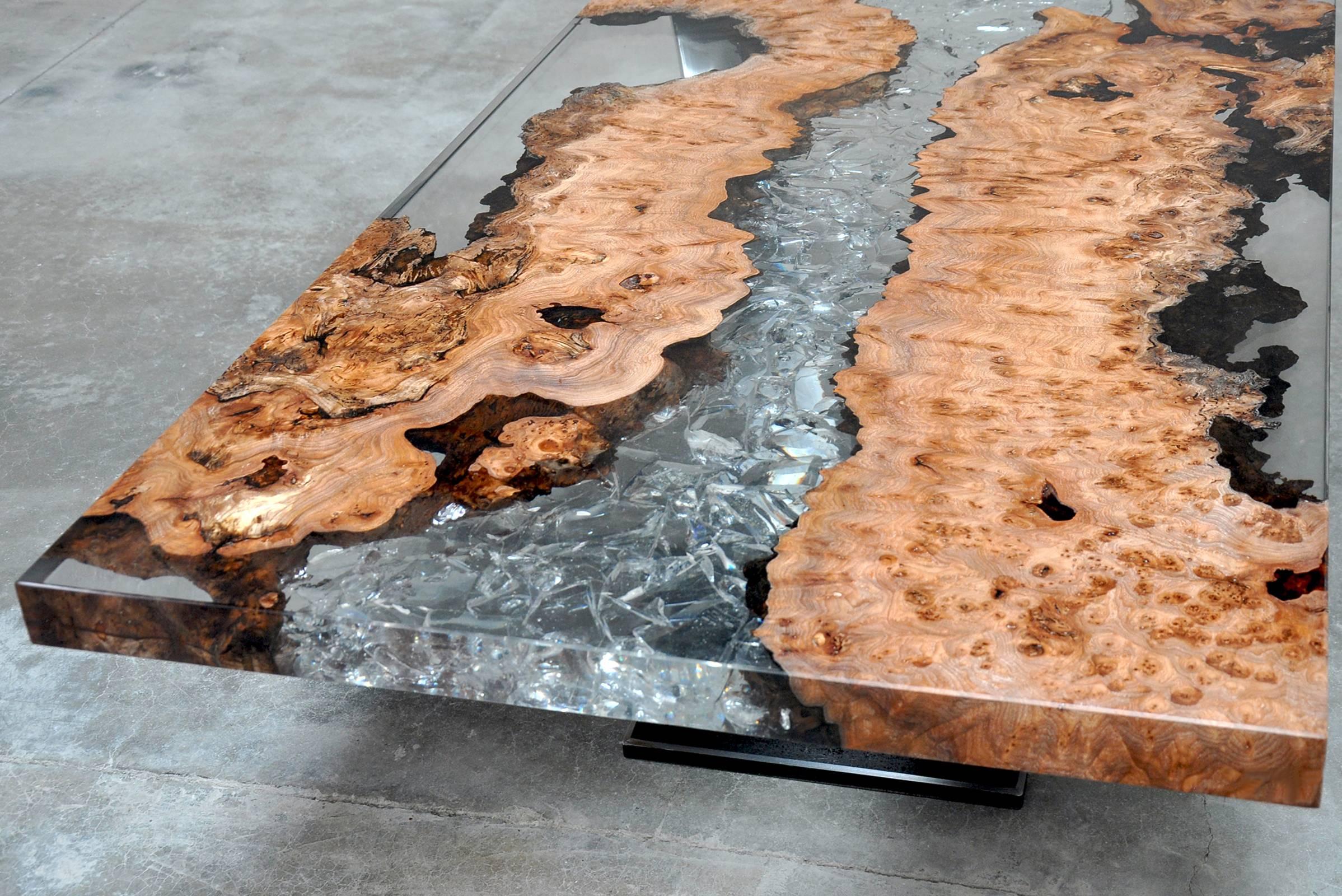 elm and resin coffee table