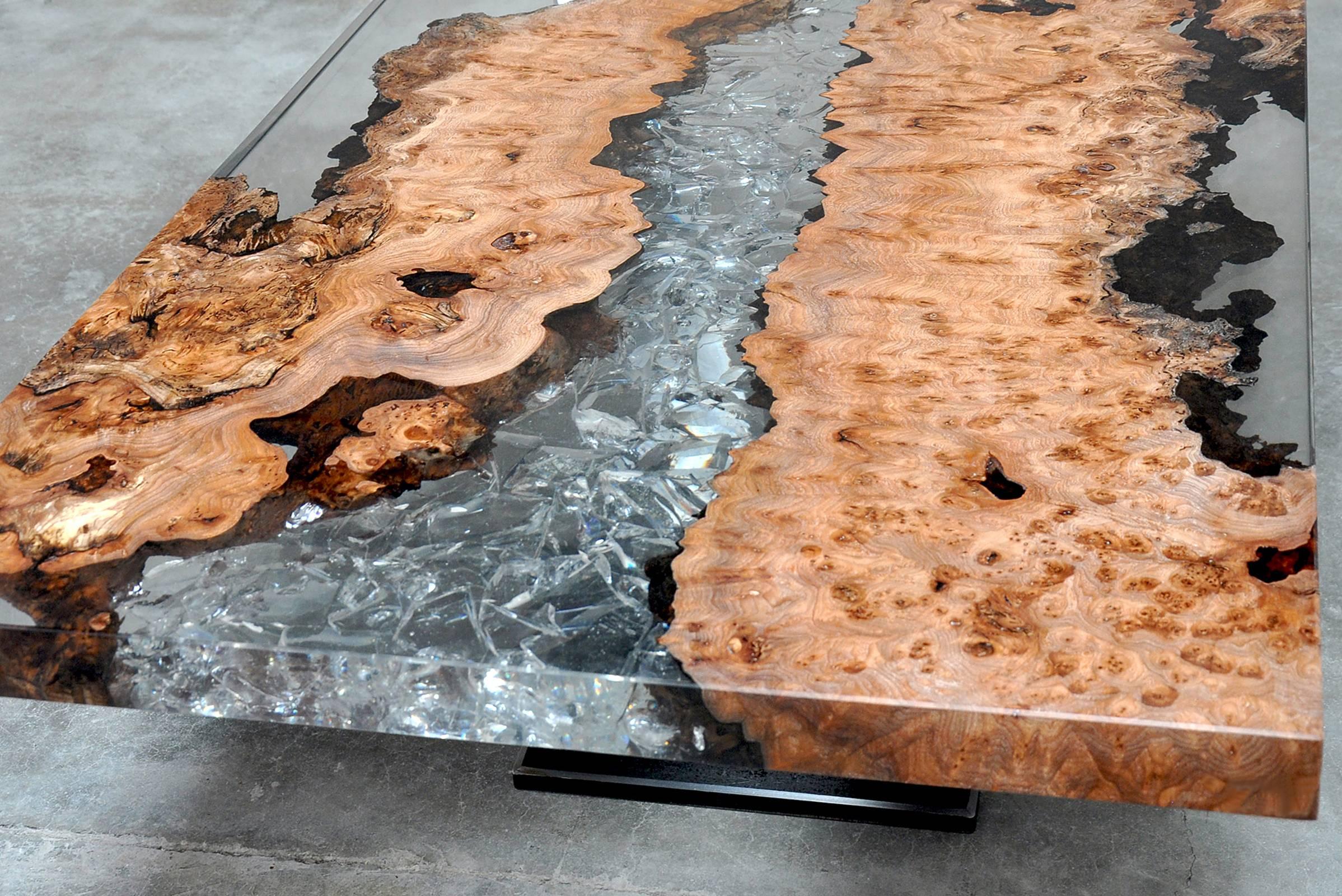 French Elm Brambles and Glacier Resin Coffee Table