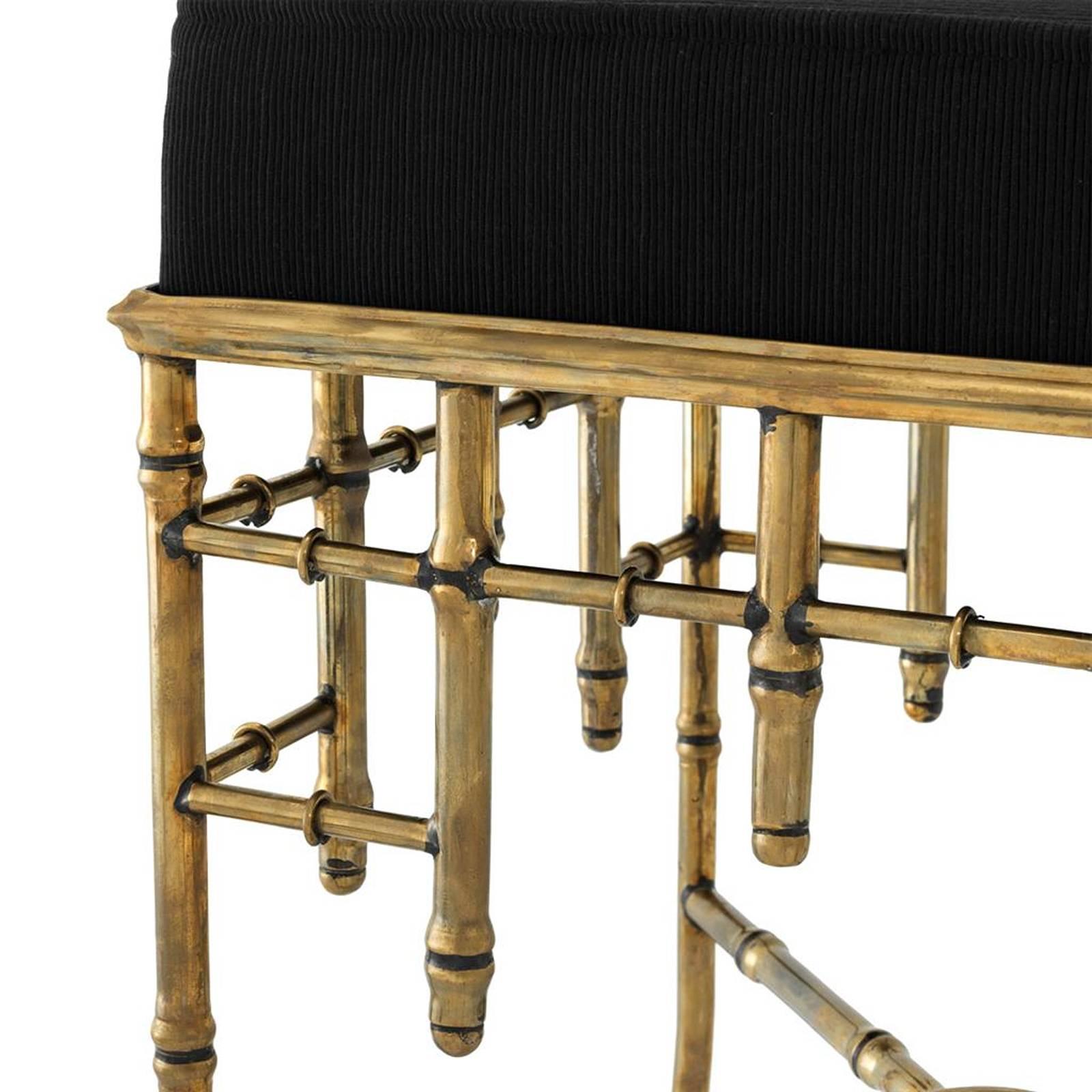 Reed Square in Vintage Brass Finish and Black Velvet Seat In Excellent Condition In Paris, FR