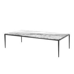 Leggy Coffee Table in Bronze Finish with White or Brown Marble Top