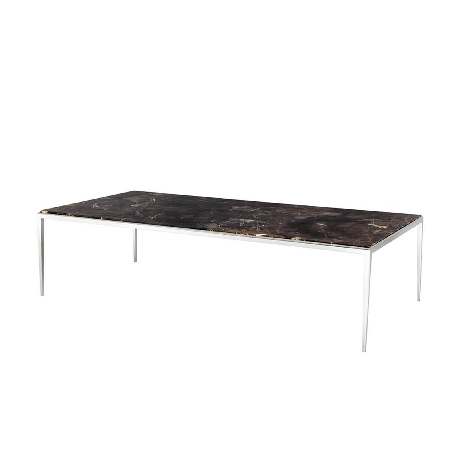 Leggy Coffee Table in Bronze Finish with White or Brown Marble Top 1