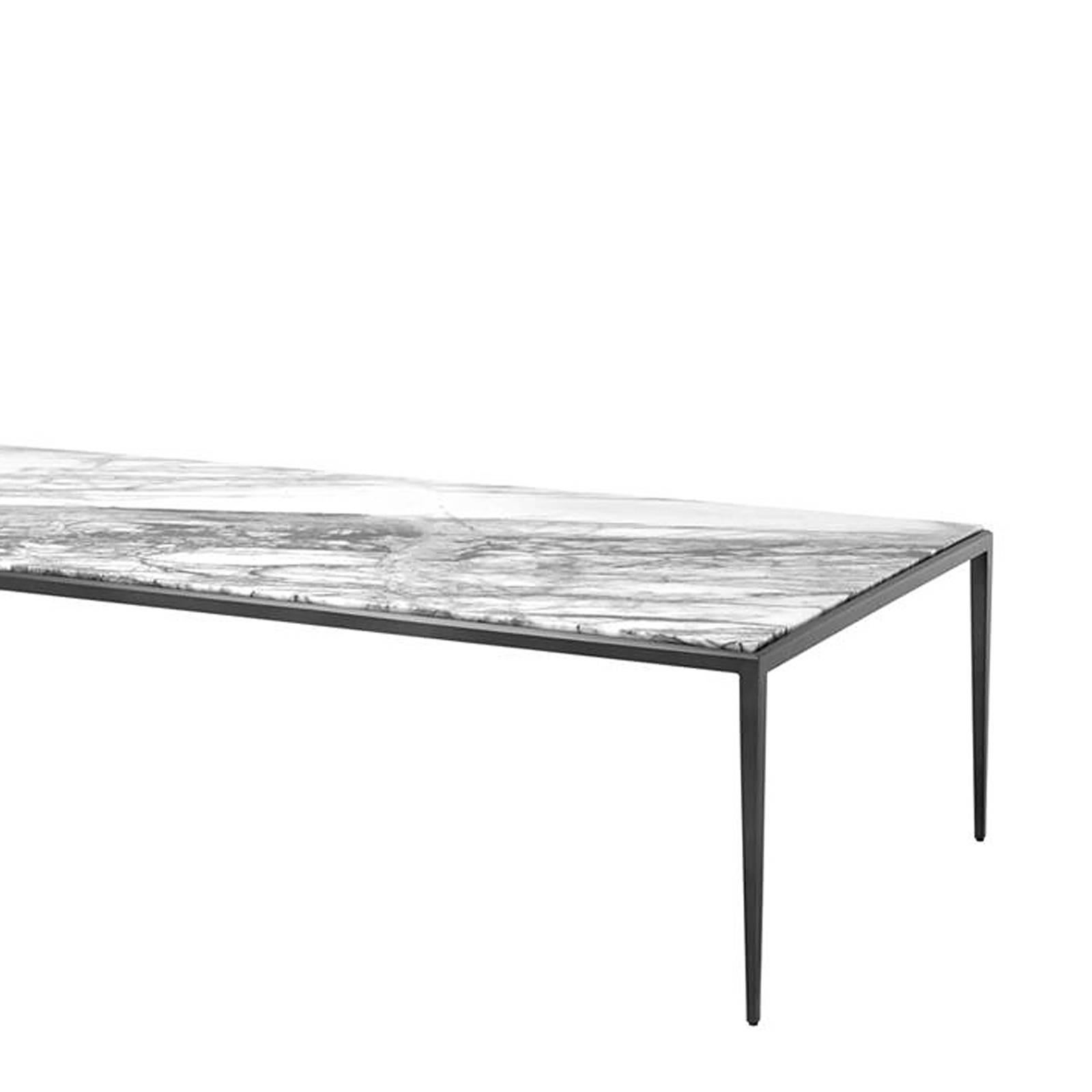 Indonesian Leggy Coffee Table in Bronze Finish with White or Brown Marble Top