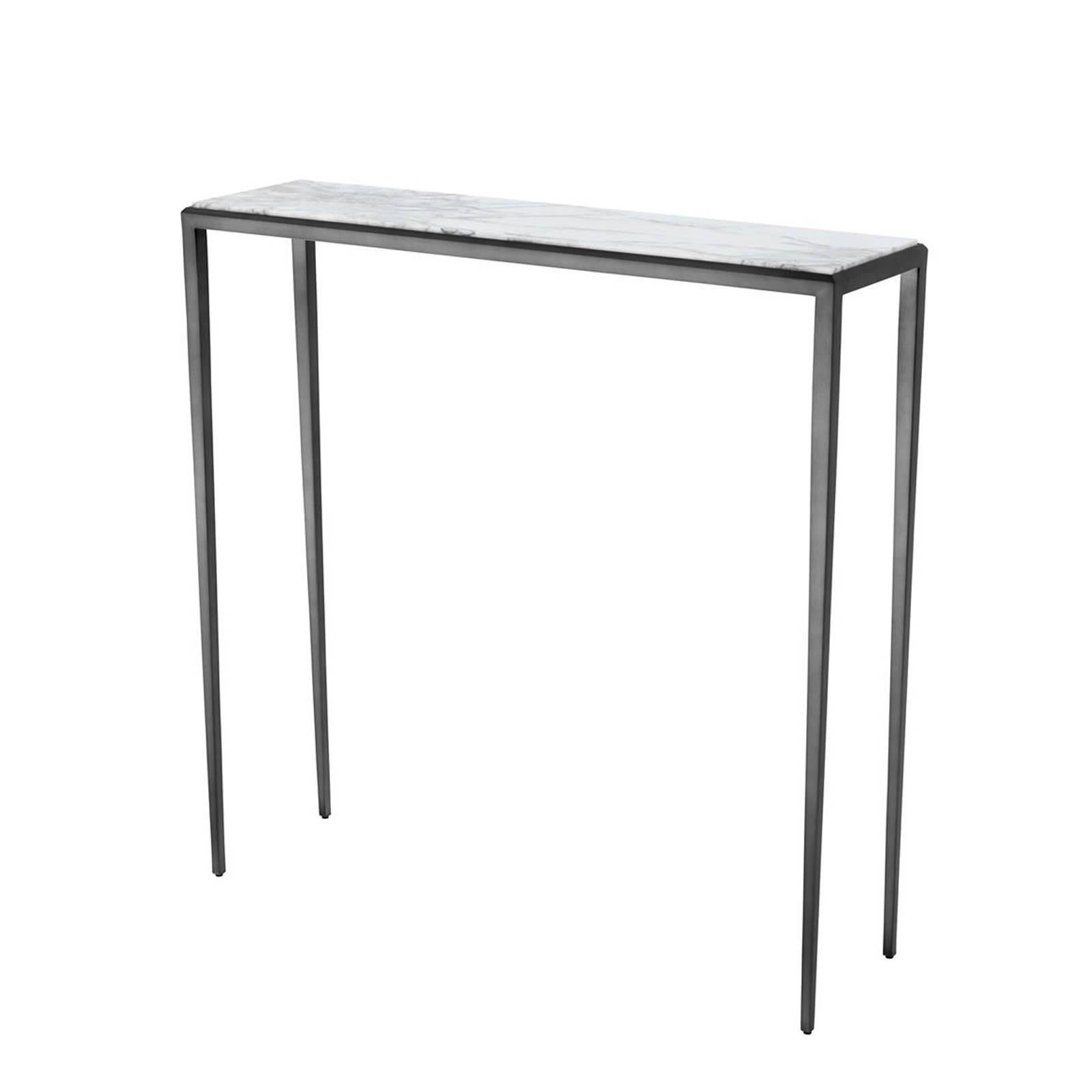 Leggy Console Table in Bronze Finish with White or Brown Marble Top