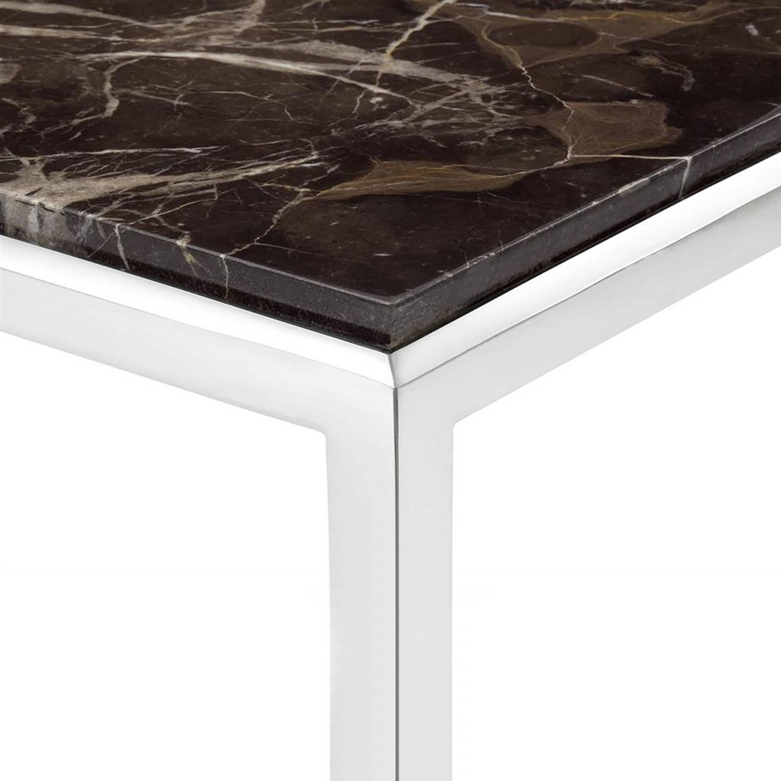 Leggy Console Table in Bronze Finish with White or Brown Marble Top 2