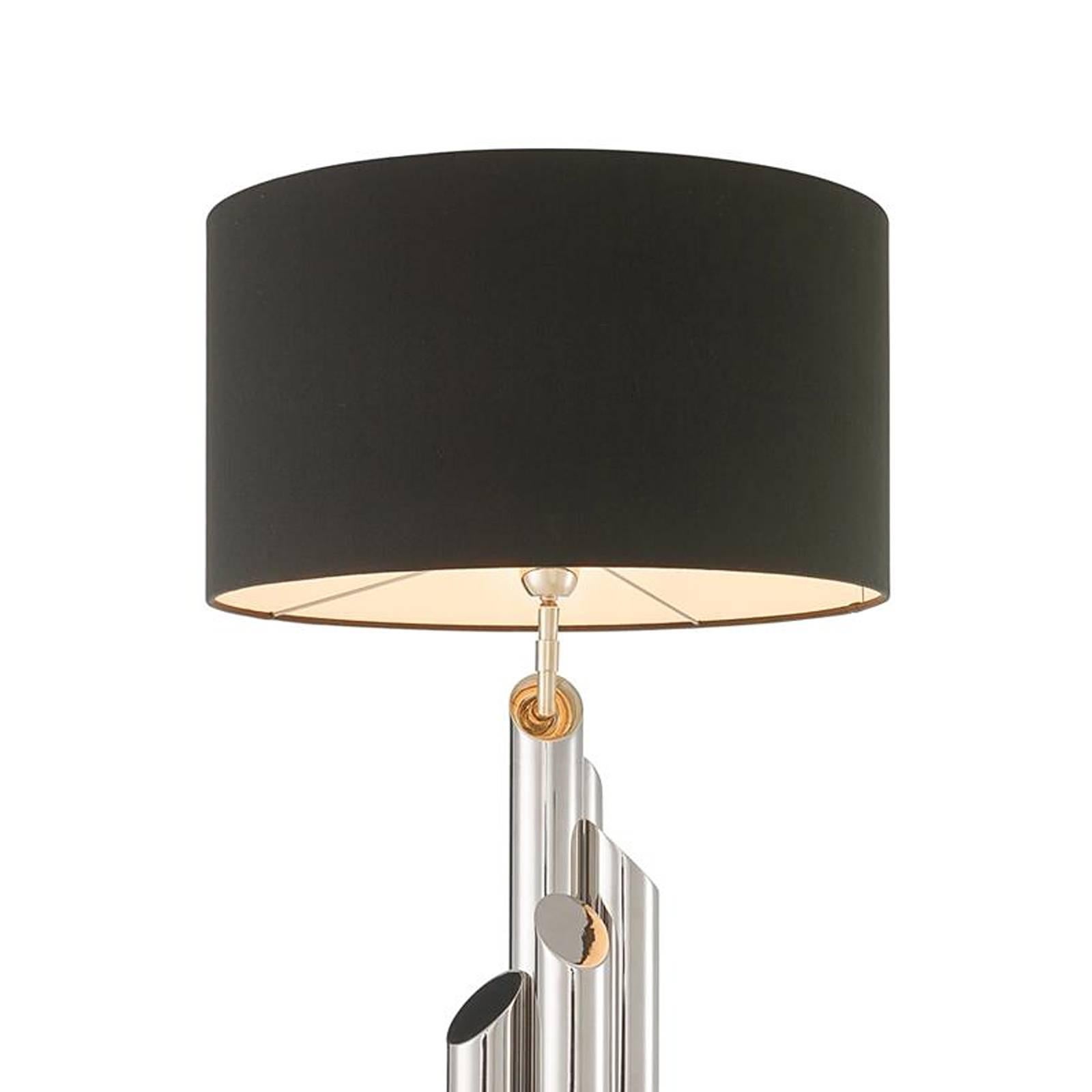 Chinese Tubes Nickel Table Lamp in Nickel Finish on Crystal Glass Base