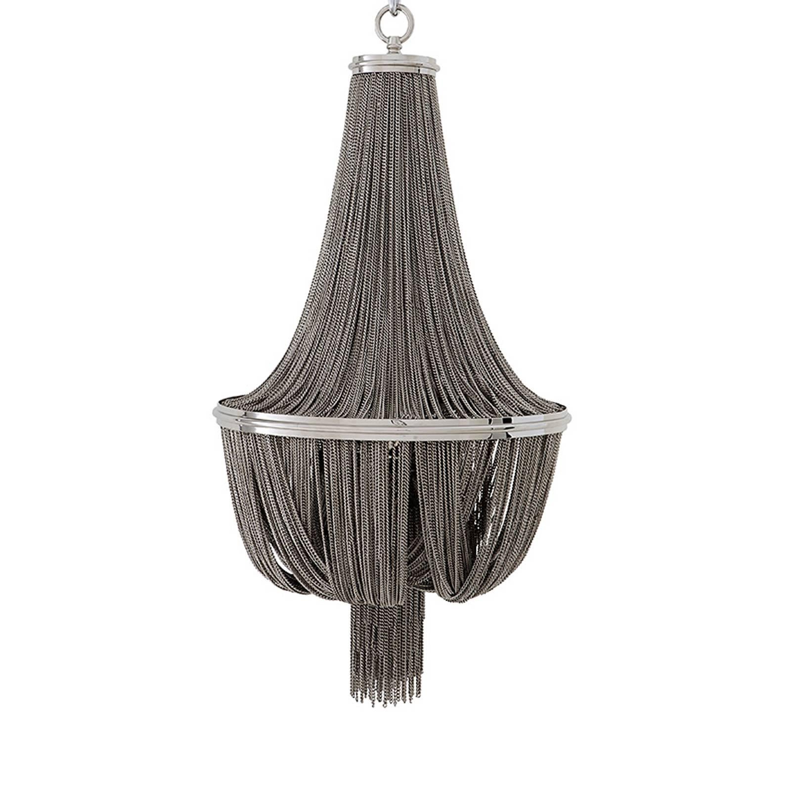 Polished Grand Hotel Round Chandelier with Hanging Chains in Gold Tones or Nickel Finish