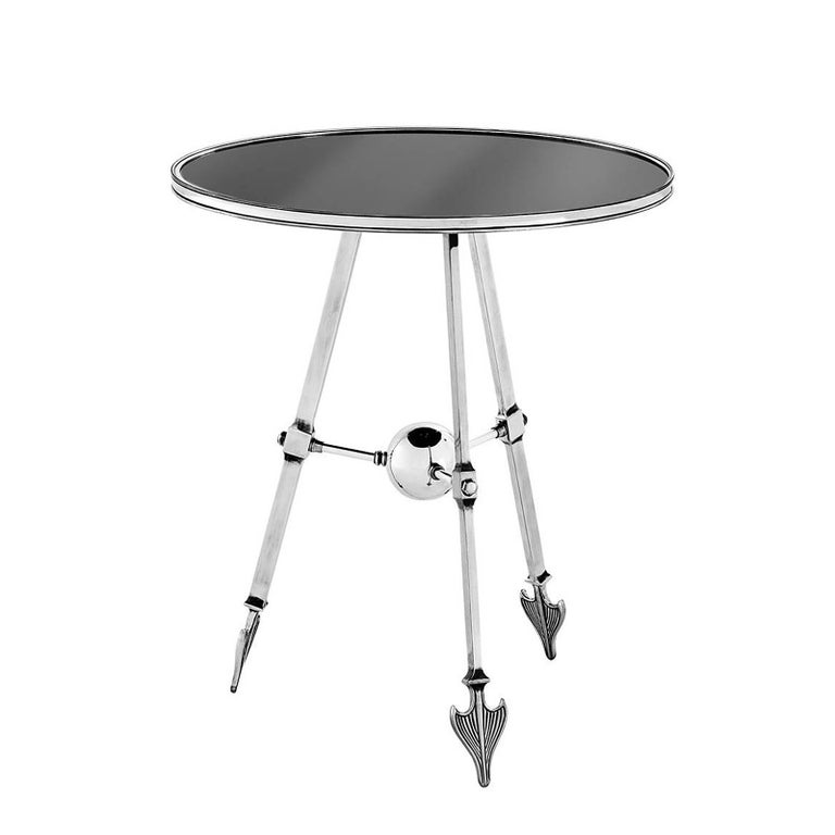 Cupidon Side Table in Antique Brass or Antique Silver Finish For Sale