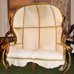 Grand Zebra Two-Seat Sofa with Zebra Skin and Real Horns