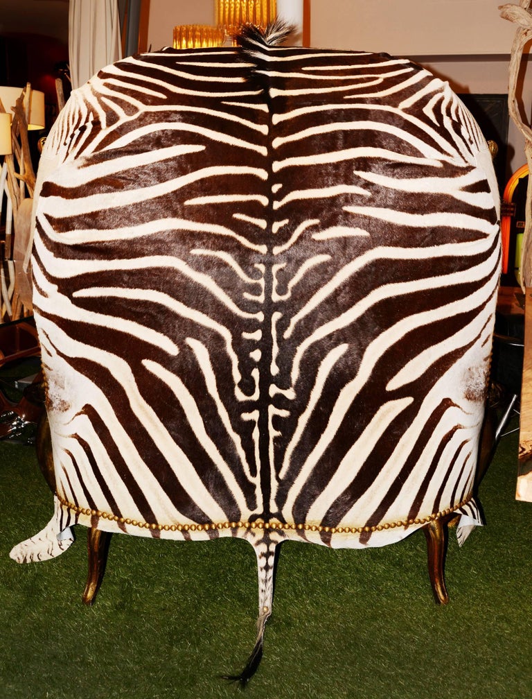Grand Zebra TwoSeat Sofa with Zebra Skin and Real Horns at 1stDibs