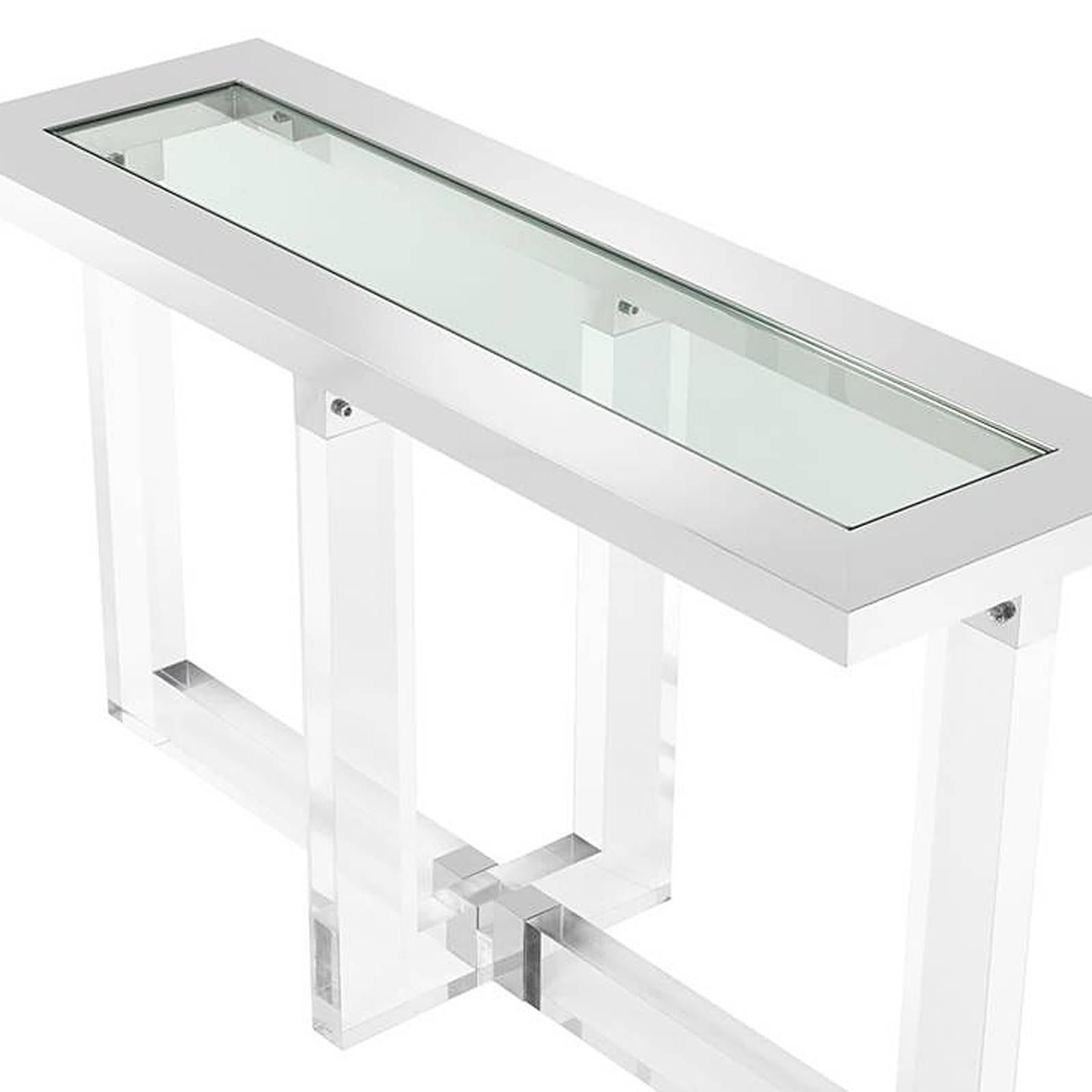 Cast Shiffrin Console Table Acrylic and Clear Glass