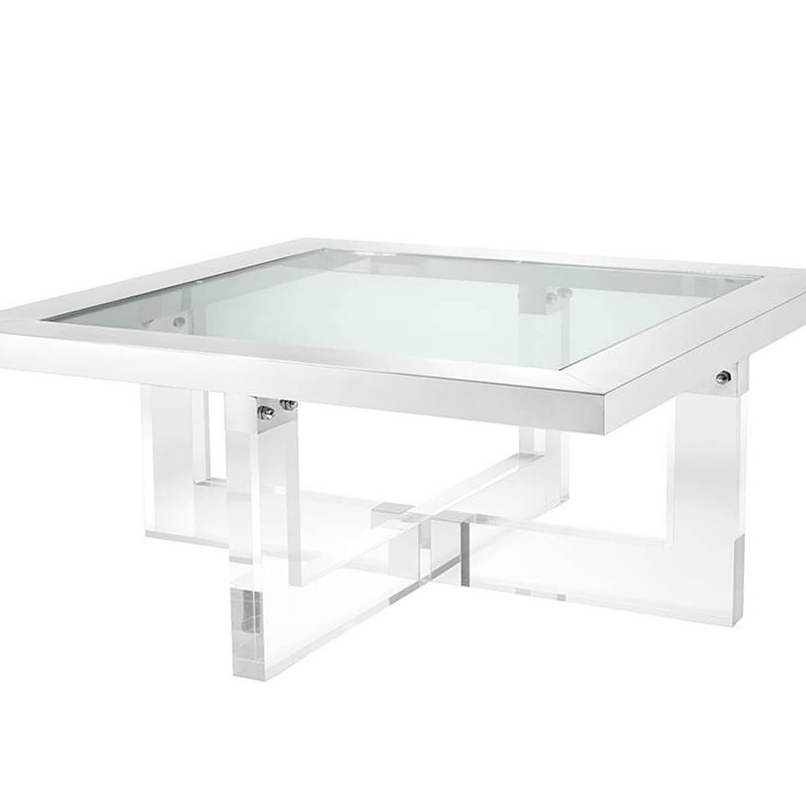 Chinese Shiffrin Coffee Table Square Acrylic and Clear Glass