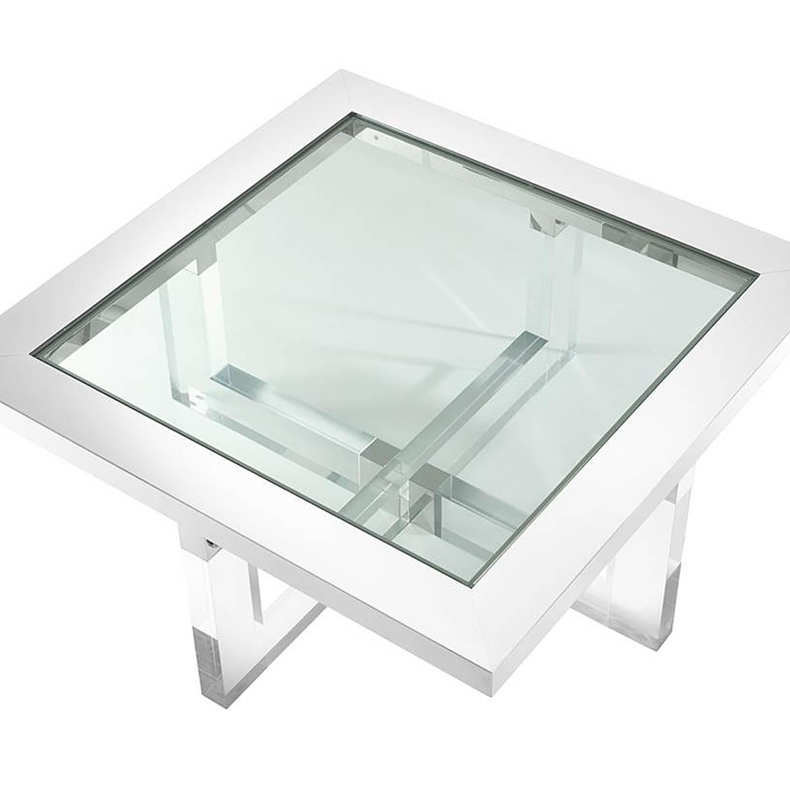 Cast Shiffrin Coffee Table Square Acrylic and Clear Glass