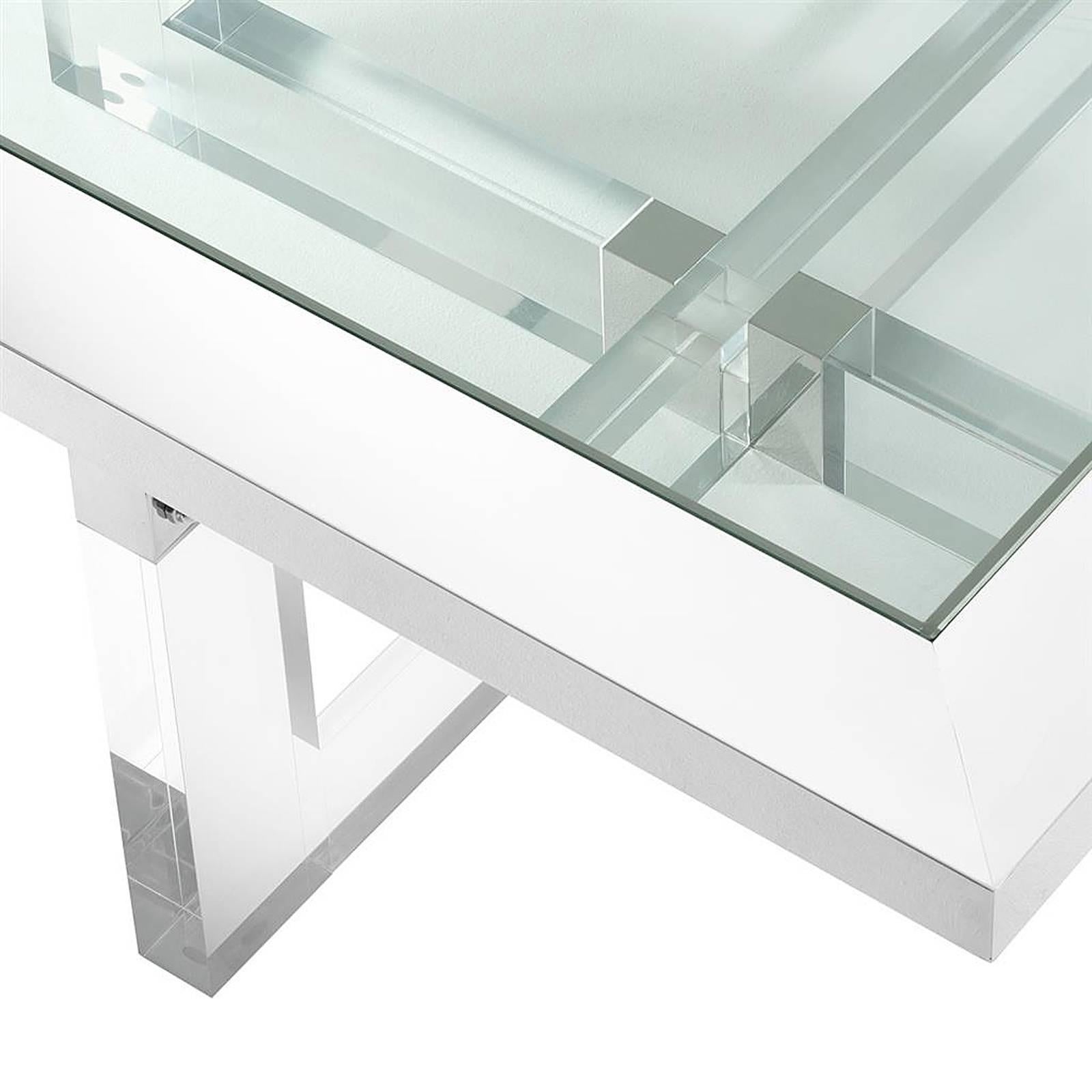 Contemporary Shiffrin Coffee Table Square Acrylic and Clear Glass