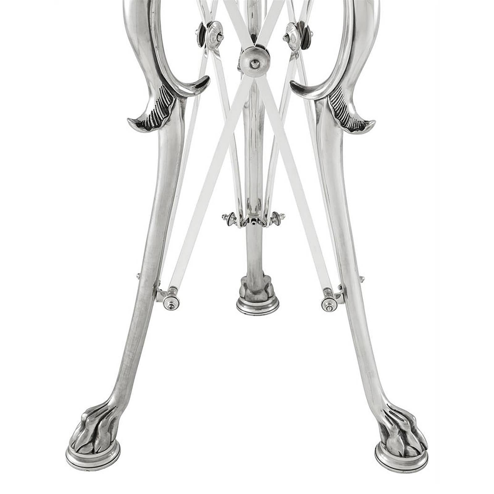 Contemporary Feline Column in Antique Silver Plated Finish