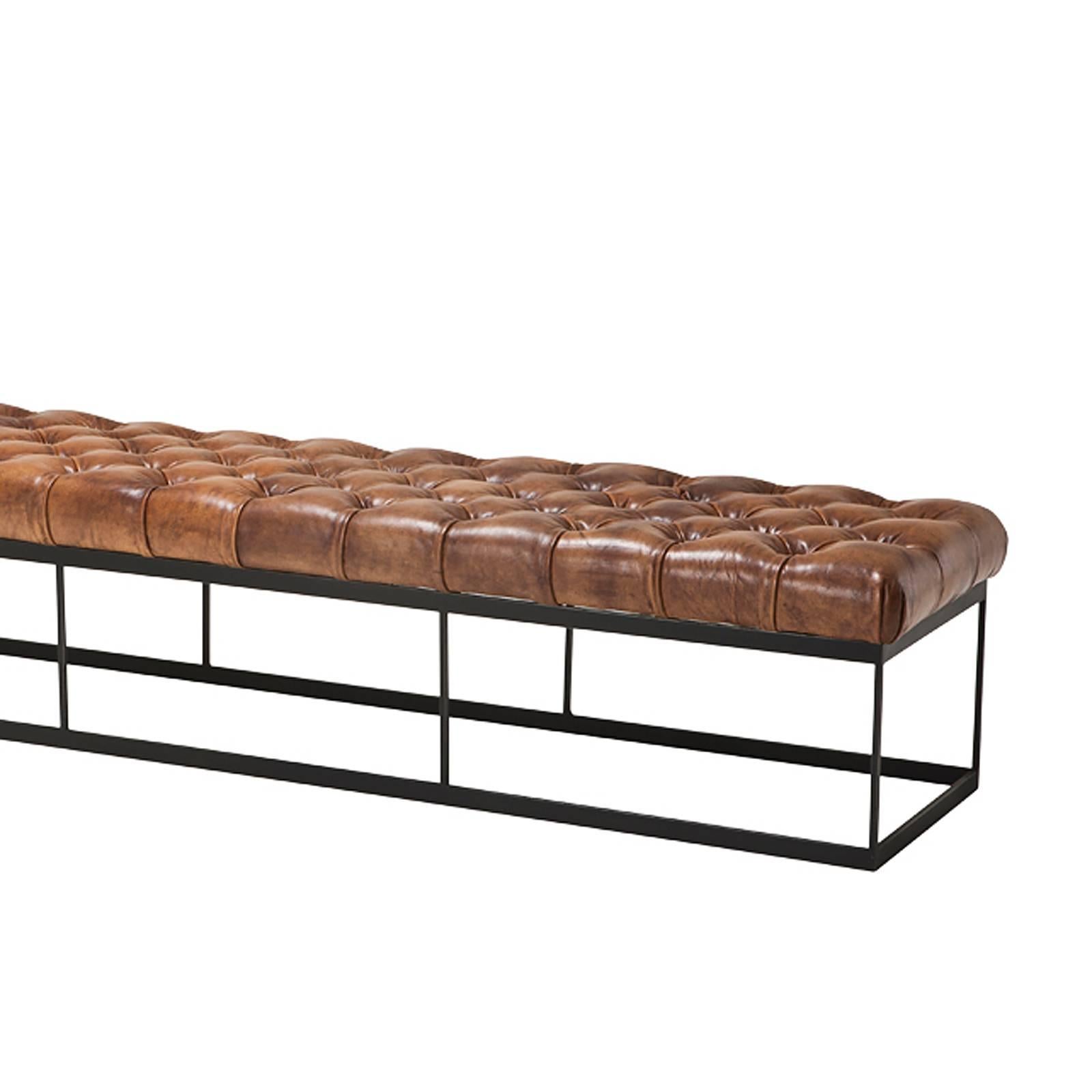 Bench Baileys with structure in zinc finish.
Seat in capitonated genuine brown leather.
   