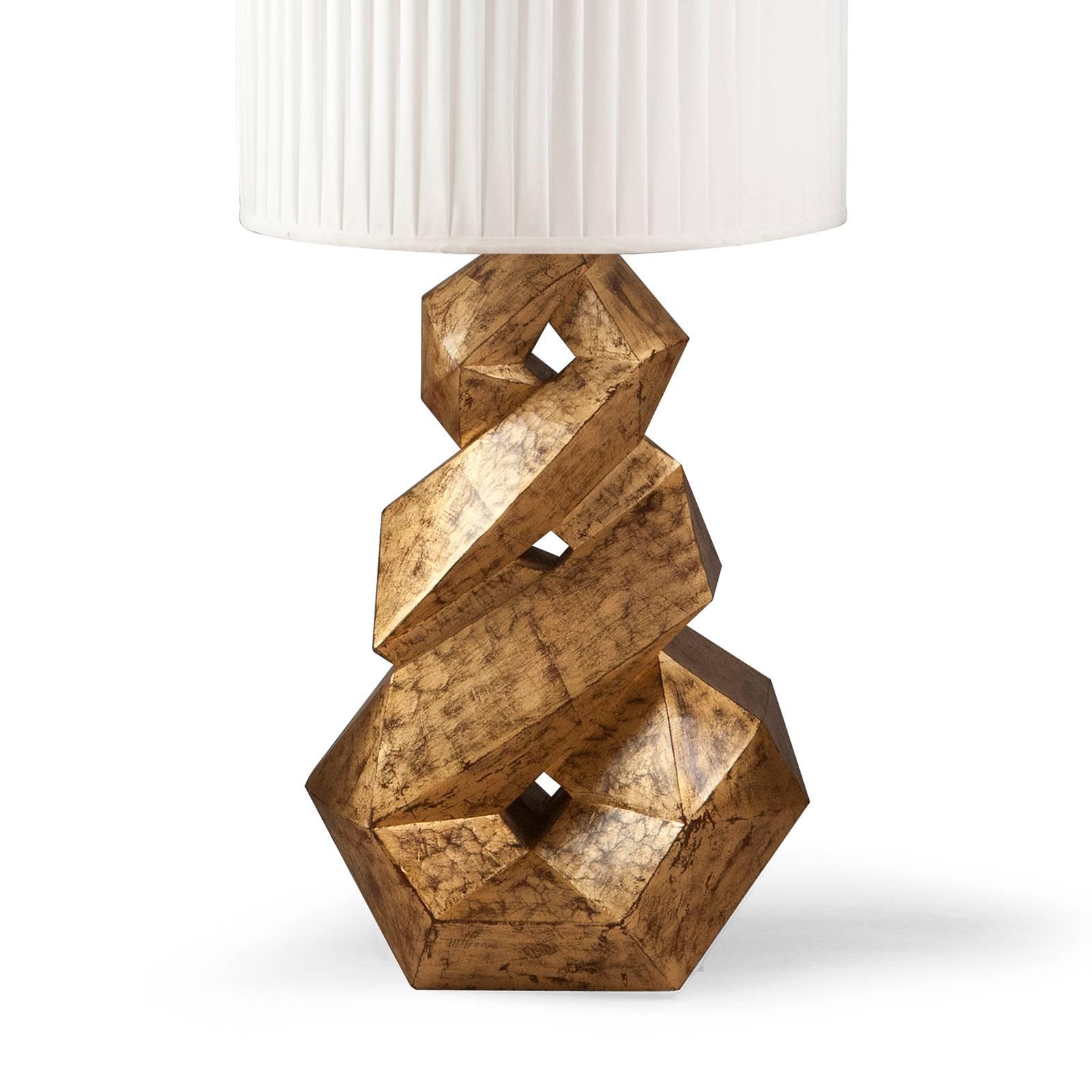 English Artemus Table Lamp with Hand-Carved Solid Wood Base For Sale