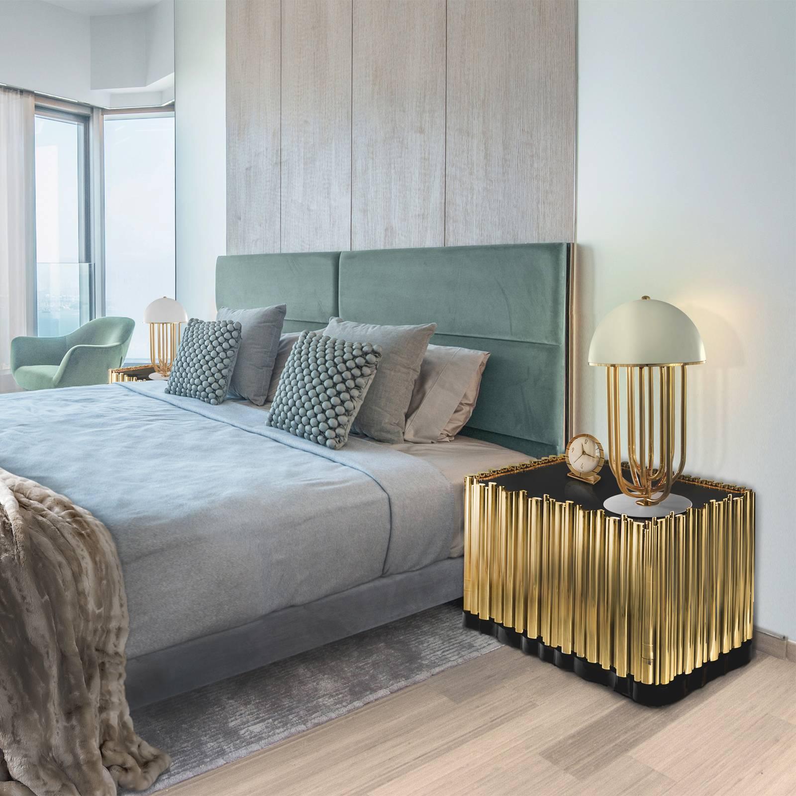 Contemporary Brass Tubes Nightstand with Polished Gold Plated Brass Tubes For Sale