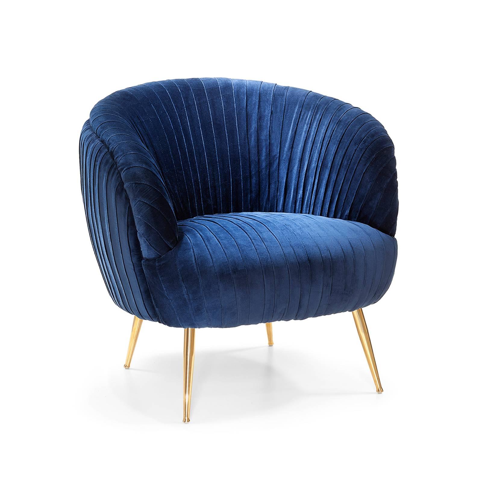 Hand-Crafted Diana Armchair in Yellow or Blue Soft or Black Soft Velvet For Sale