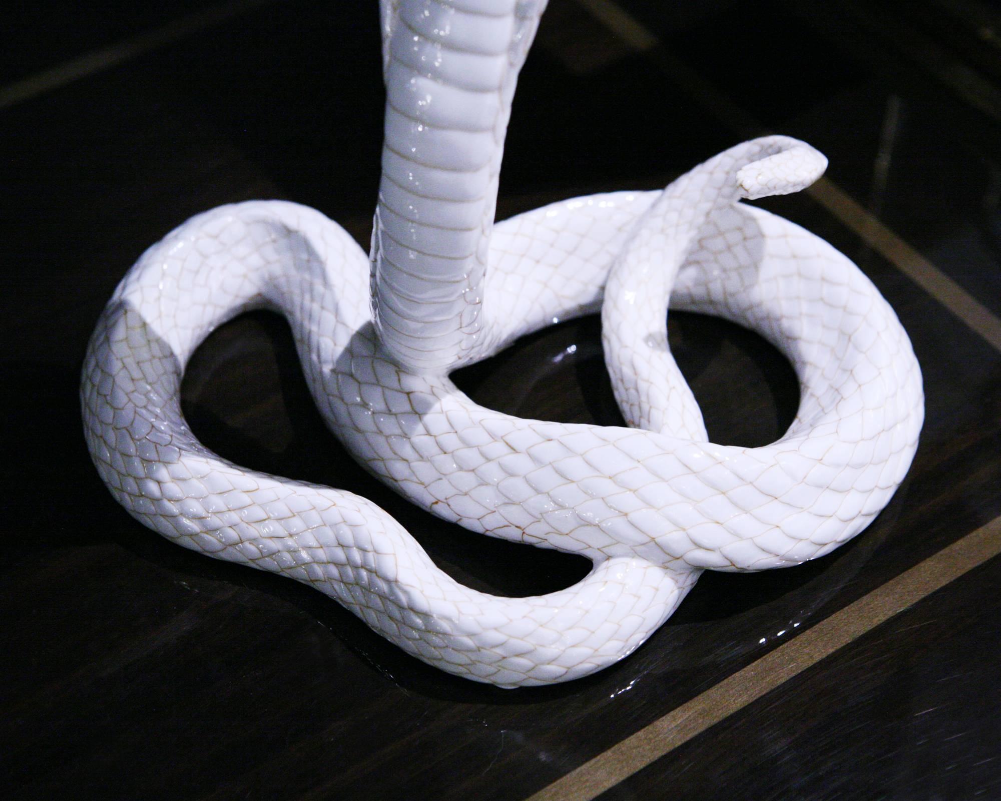 Contemporary Cobra Sculpture in Porcelain, 2017