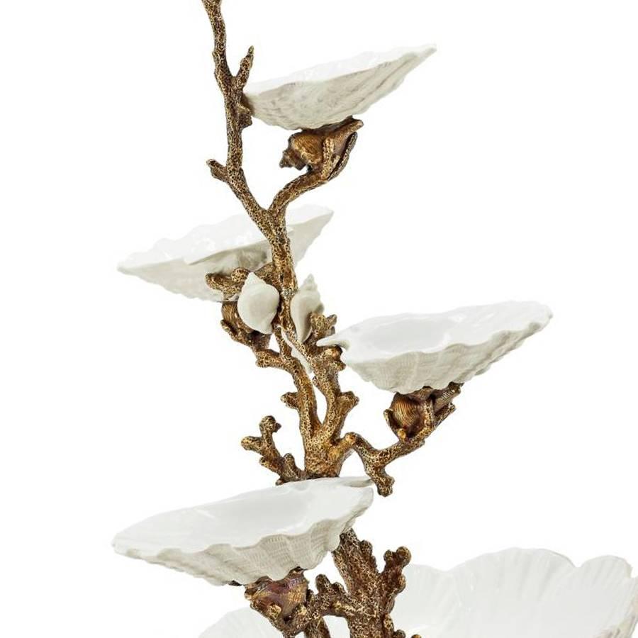 XXIe siècle et contemporain Coupes de table coquillages en porcelaine et bronze en vente