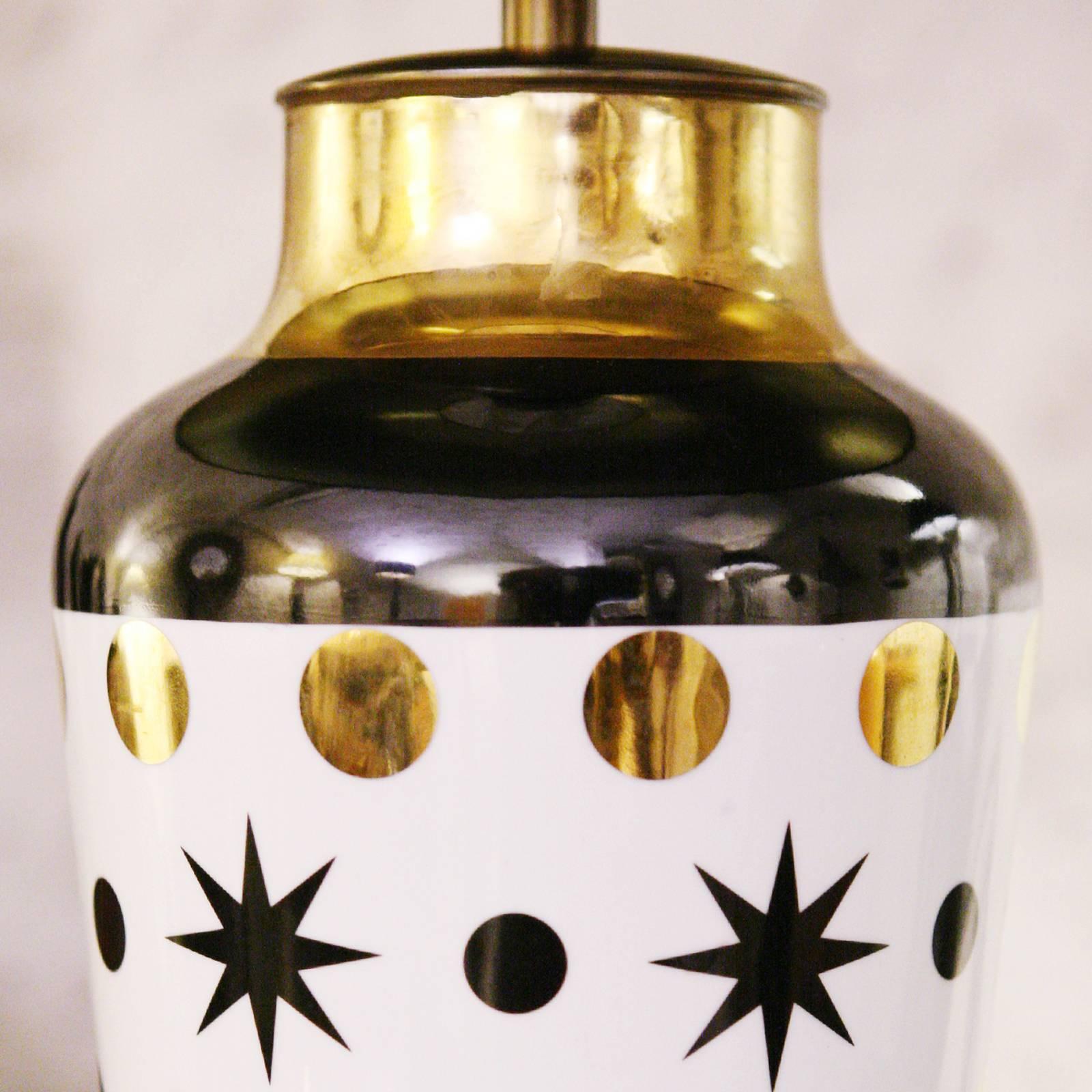 Hand-Crafted Black Stars Table Lamp in Porcelain For Sale