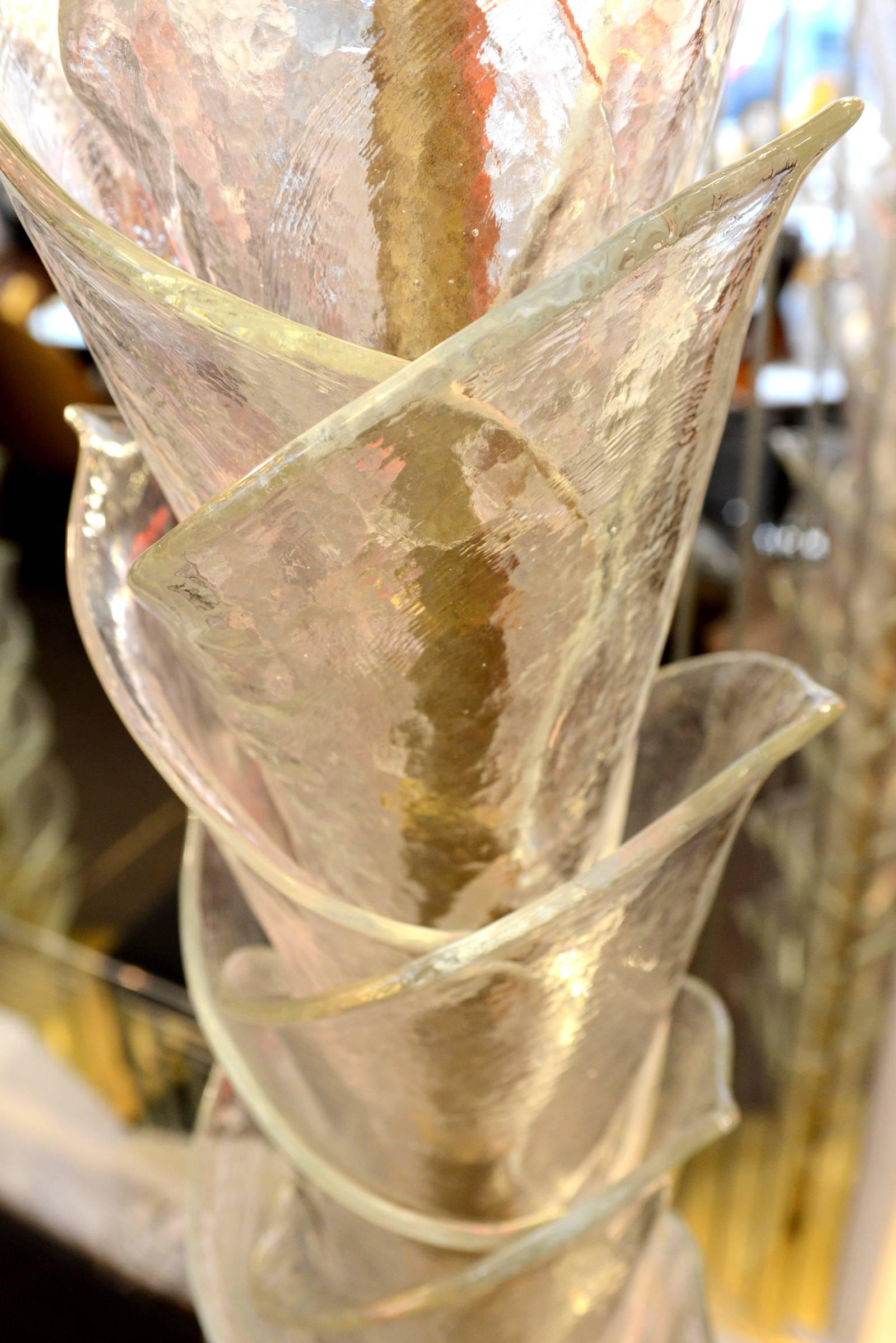 Brass Set of Two Murano Floor Lamps