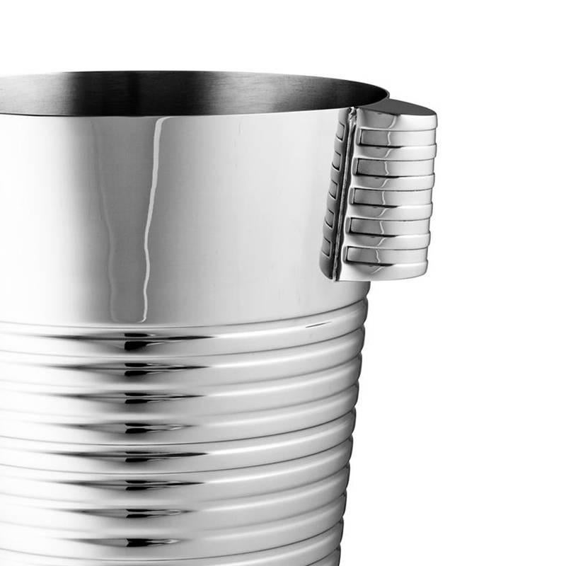 Contemporary Liner Wine Cooler in Polished Stainless Steel