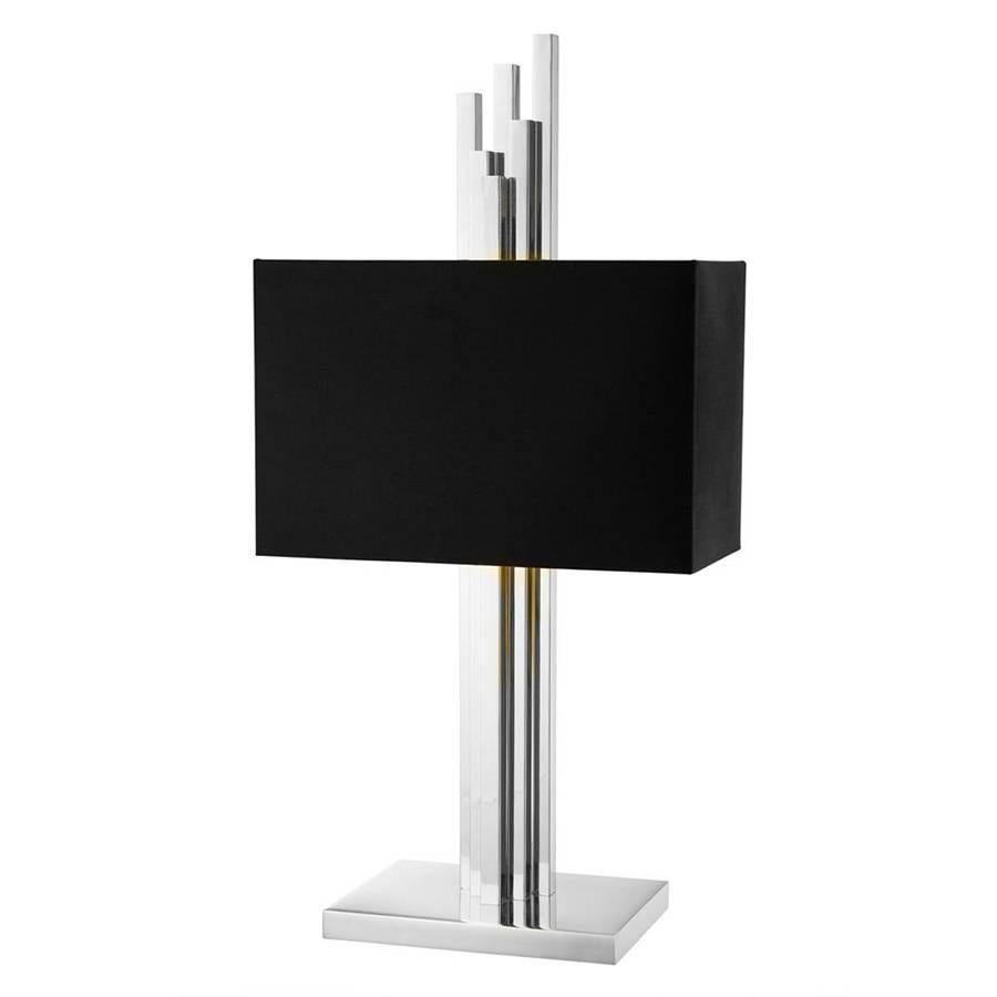 Contemporary Strada Table Lamp in Gold or Nickel Finish For Sale