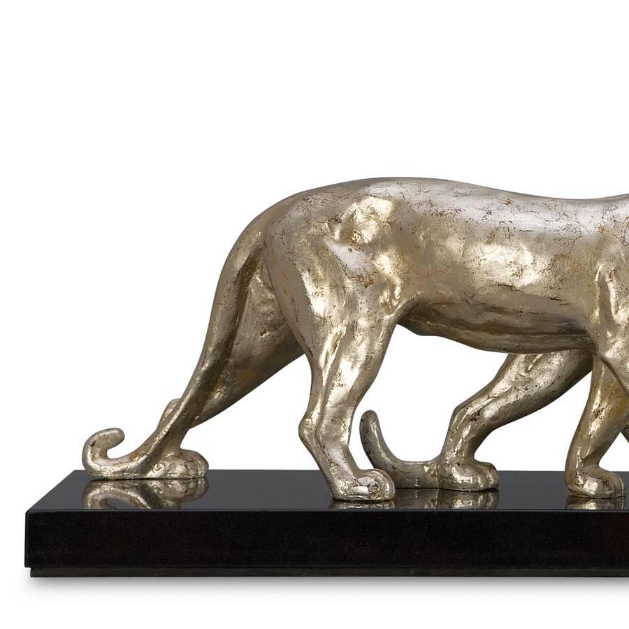 Silvered Leopards Sculpture in Antique Silver Finish