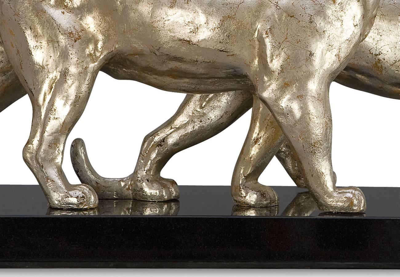 Contemporary Leopards Sculpture in Antique Silver Finish