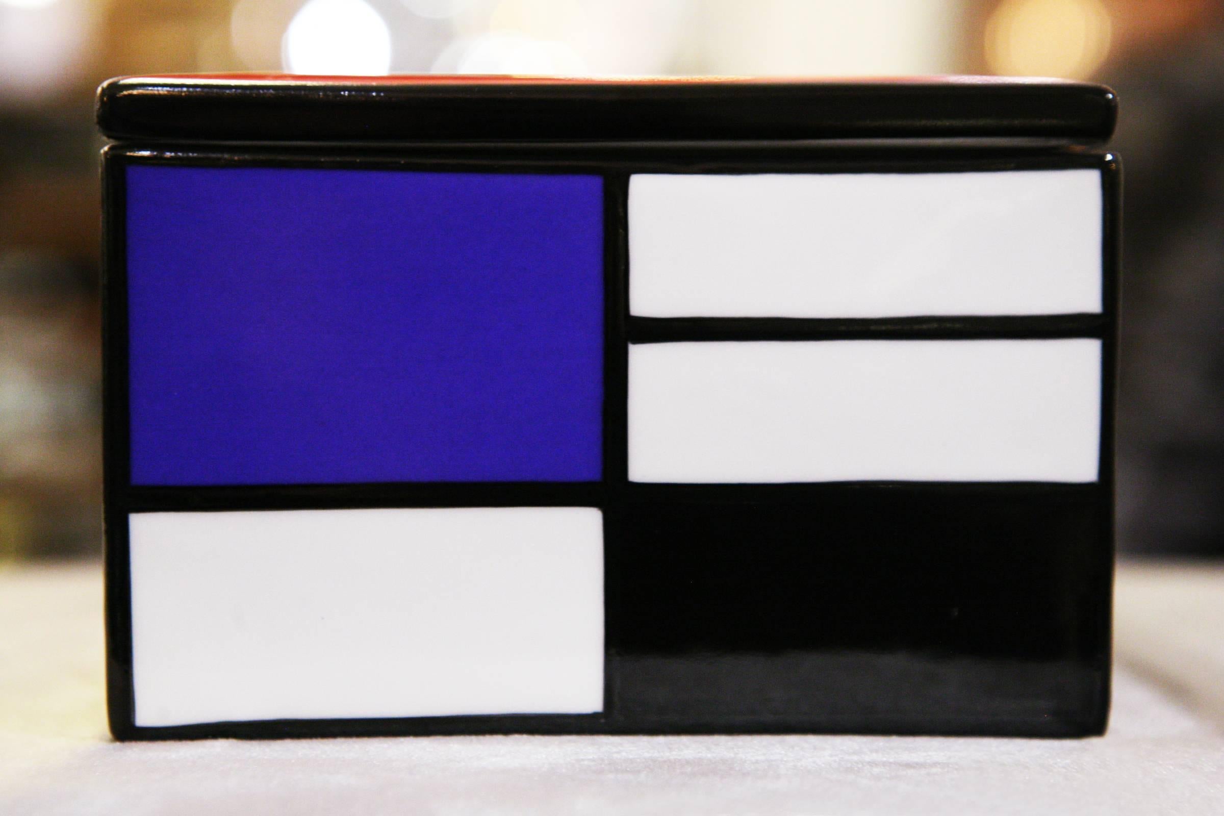Contemporary Mondrian Style Box in Porcelain