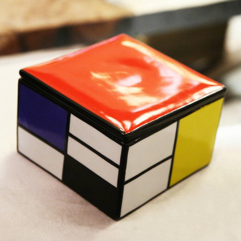 Mondrian Style Box in Porcelain at 1stDibs