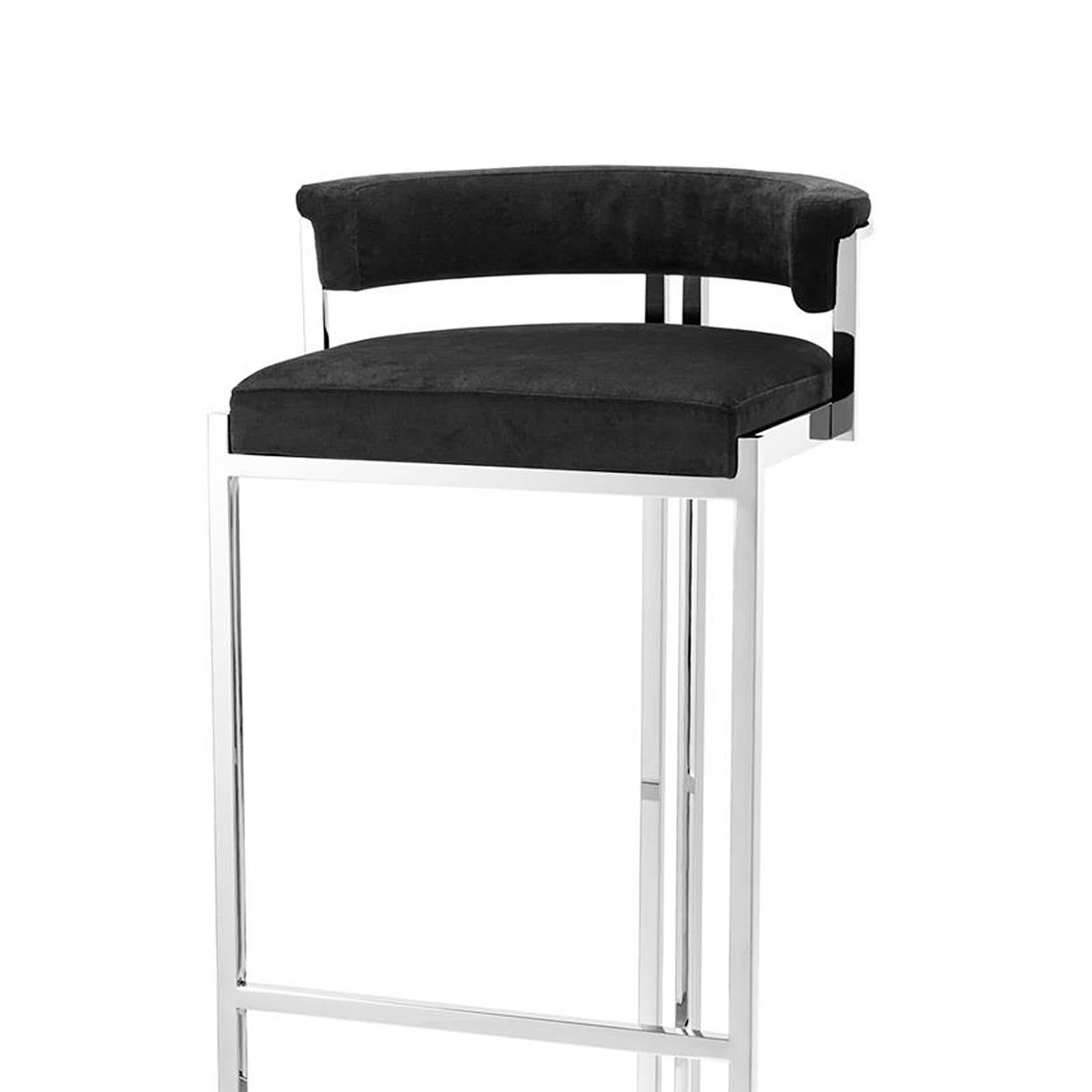 Kant L Bar Stool with Black Velvet Fabric In Excellent Condition In Paris, FR