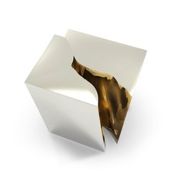 Tavolino Paradise in acciaio inox lucido rivestito e ottone lucido