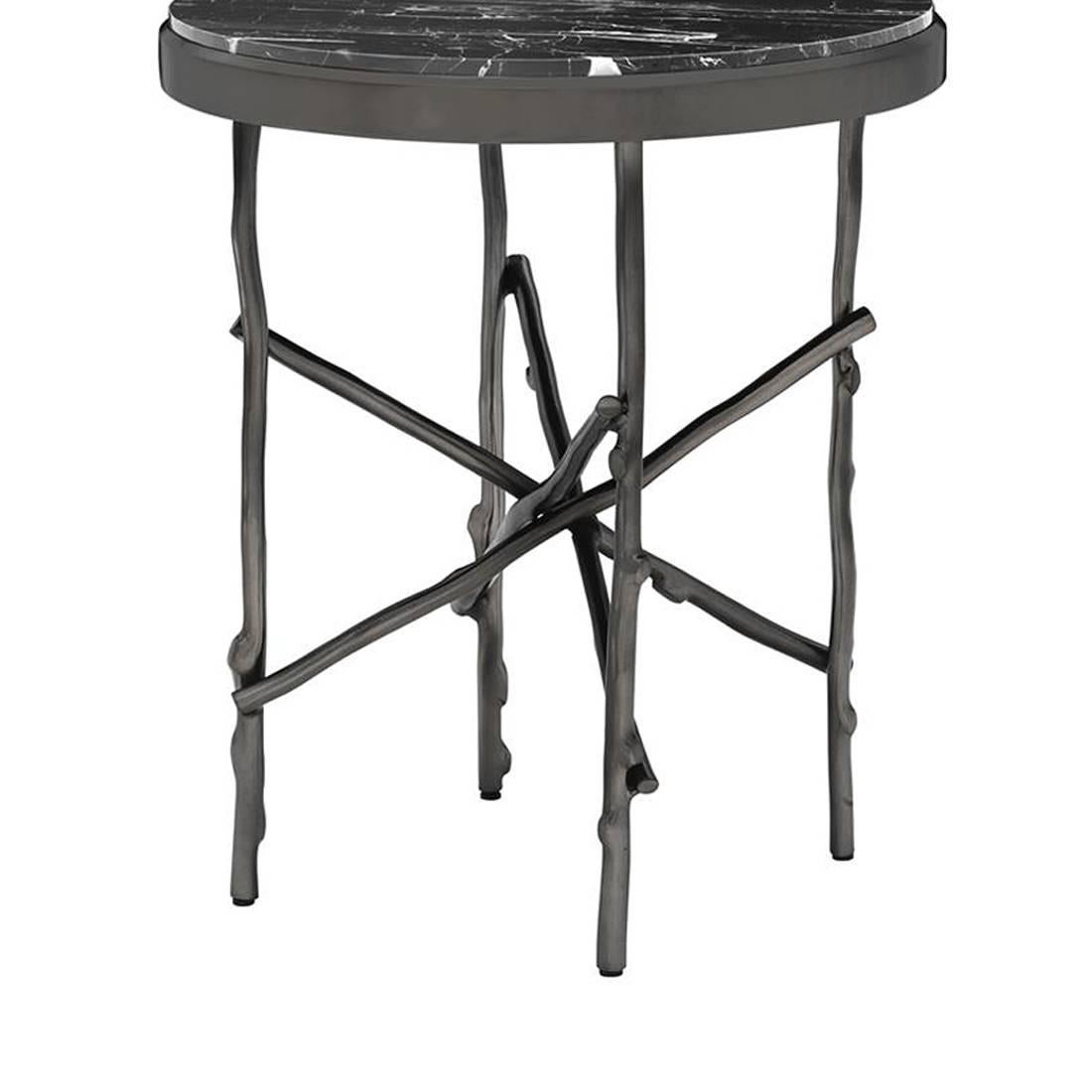 Indonesian Black Branches Side Table with Black Marble Top For Sale