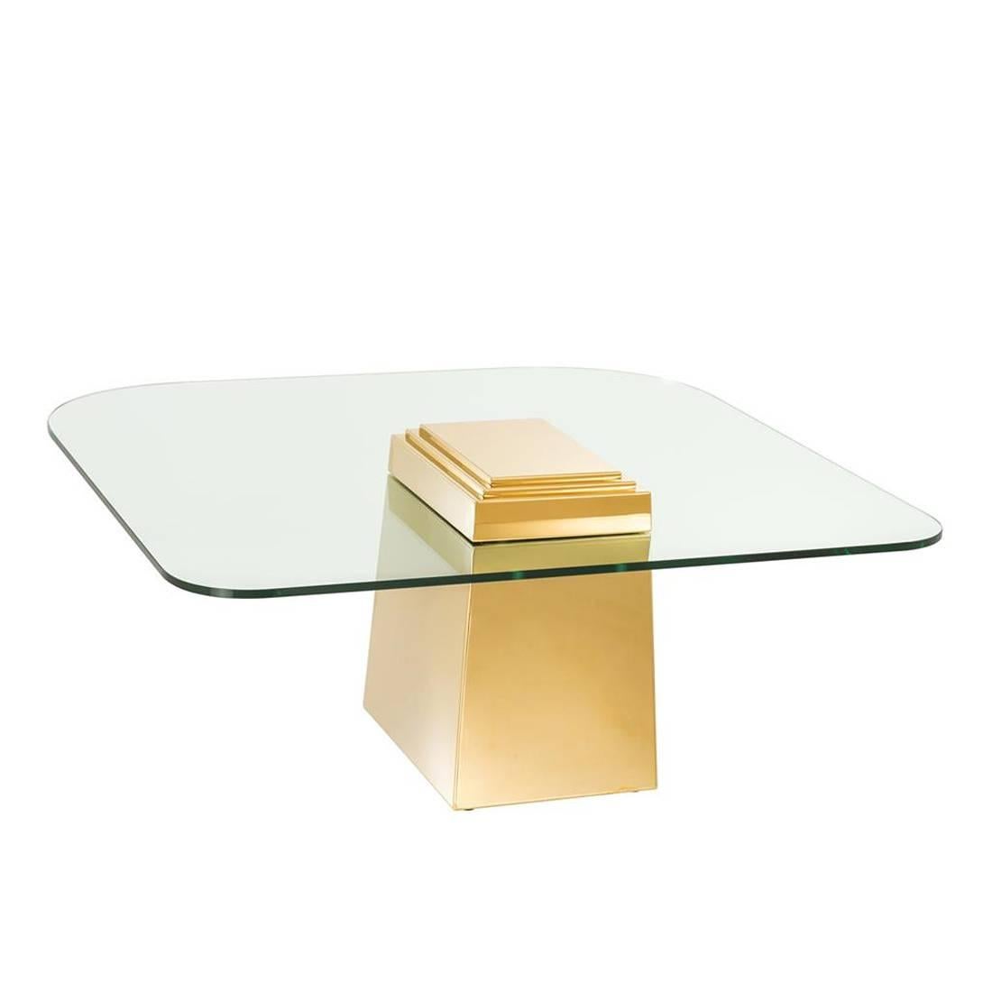 Chinese Colisé Coffee Table in Gold or Chrome Finish