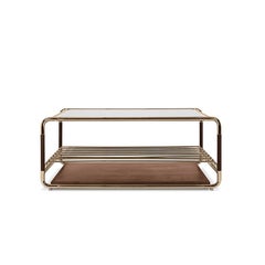 Goldfinger Coffee Table With Polished Brass and solid Walnut