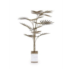 Palms Tropical Floor Lamp Gold Plated and White Marble