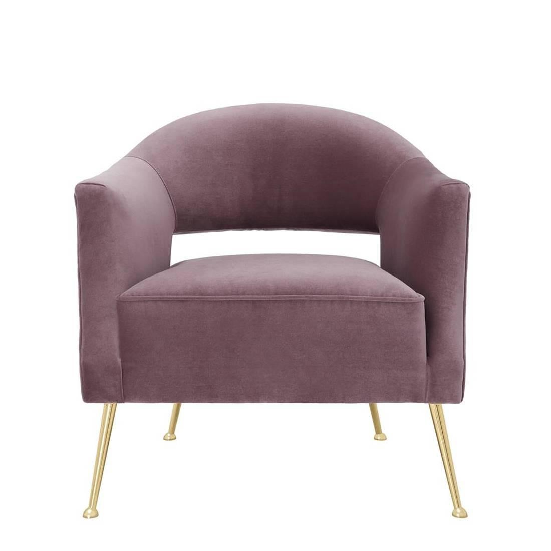 Hand-Crafted Parma Armchair in Purple Velvet Fabric