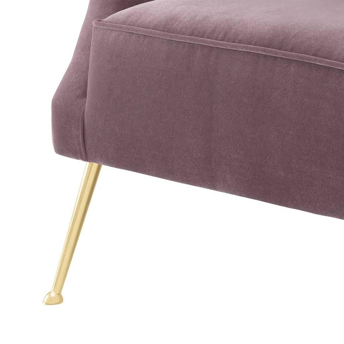 Contemporary Parma Armchair in Purple Velvet Fabric