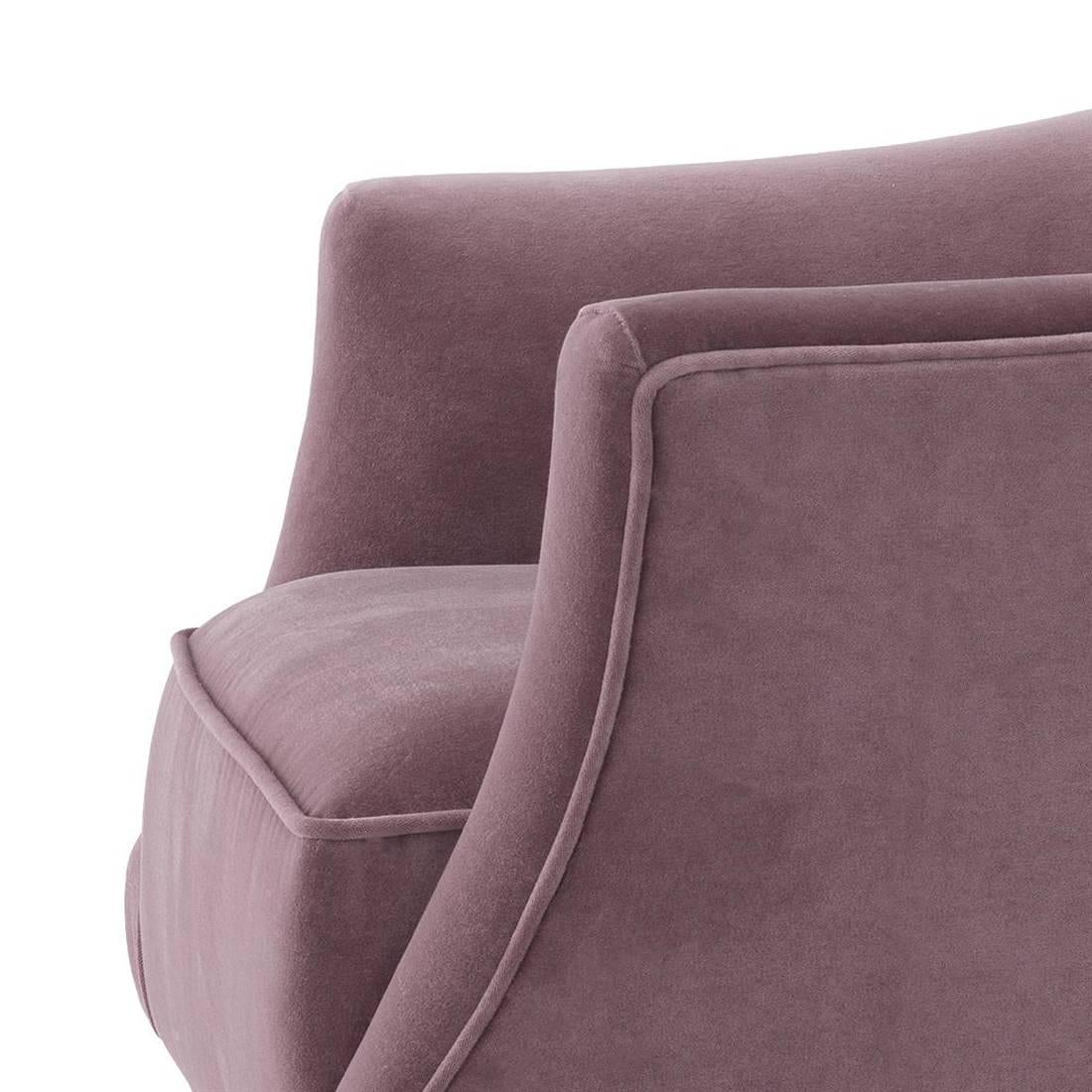 Parma Armchair in Purple Velvet Fabric In Excellent Condition In Paris, FR