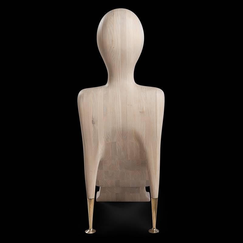 British Human Wood Chair in Solid Natural Wood For Sale