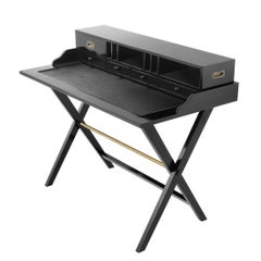 Escritorio Lawrence de caoba maciza en acabado negro o natural