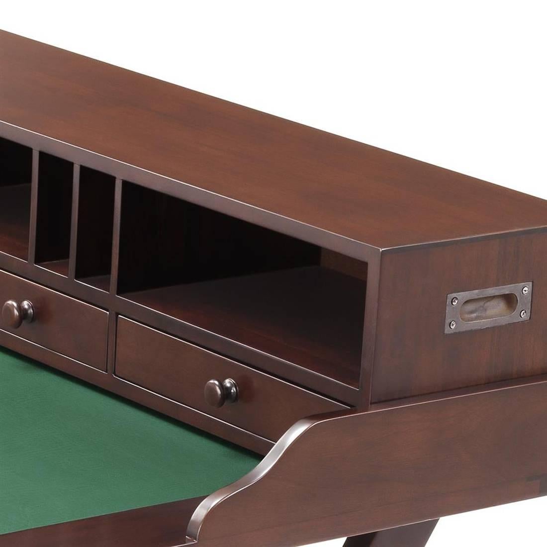 Lawrence Desk in Solid Mahogany in Black or Natural Finish For Sale 1